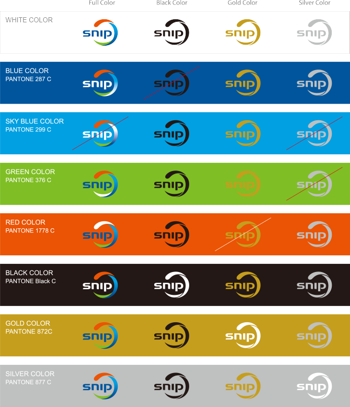 (가로) Full Color, Black Color, Gold Color, Silver Color (세로) WHITE COLOR, BLUE COLOR(PANTONE 287 C), SKY BLUE COLOR(PANTONE 299C), GREEN COLOR(PANTONE 376 C), RED COLOR(PANTONE 1778 C), BLACK COLOR(PANTONE Black C), GOLD COLOR(PANTONE 872C), SILVER COLOR(PANTONE 877 C)